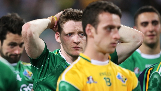 A dejected Ireland team at the final whistle