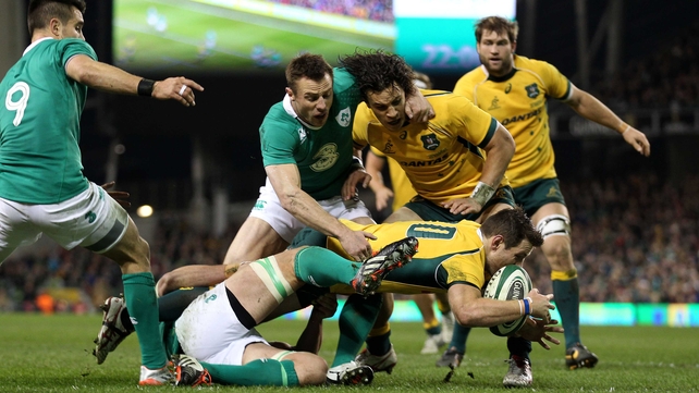 Bernard Foley also touched down as the Aussies ran in three first half tries