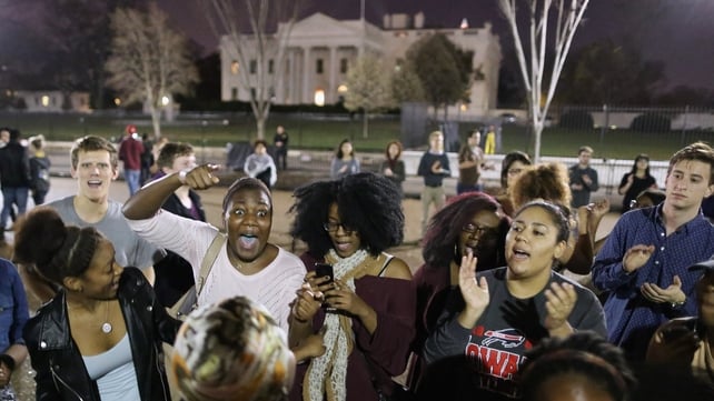 Demonstrators sang and chanted outside the White House for several hours after the decision