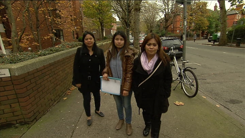 Myra Calderon, Laylanie Lapanga and Jennifer Vilaranda at the Employment Appeals Tribunal in Dublin