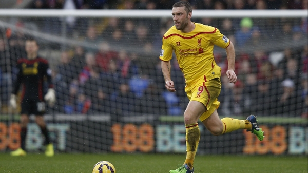 Rickie Lambert scored his first league goal for Liverpool on Sunday