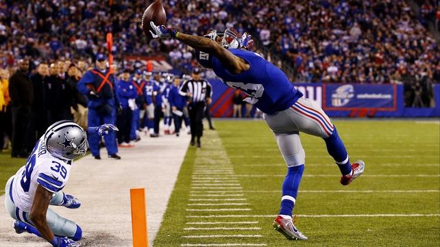 New York Giants wide receiver Odell Beckham Jr pulls off a miraculous one-handed catch against the Dallas Cowboys at MetLife Stadium in New Jersey