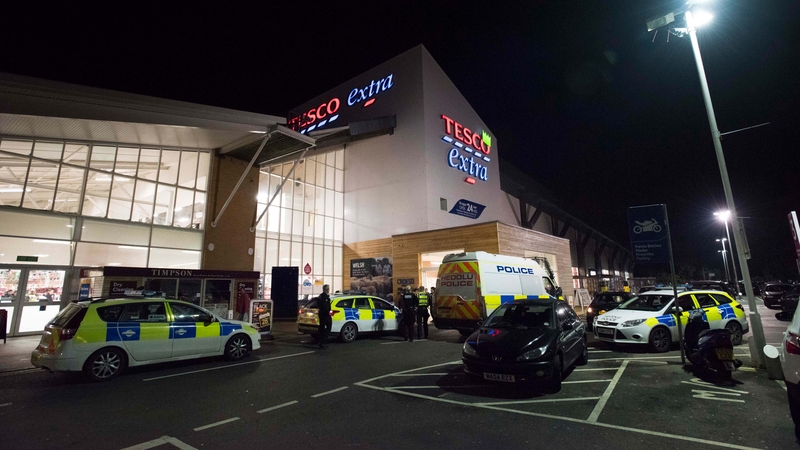 Police were on hand outside a Tesco store in Cardiff