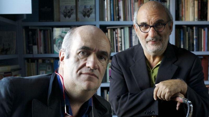Colm Tóibín pictured with BBC I TV presenter, Alan Yentob