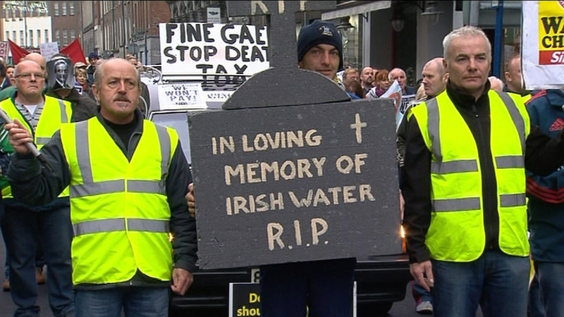 A hearse with anti-Govt slogans was driven through the streets as part of the Limerick protest