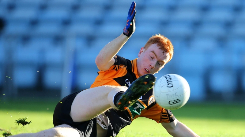 Shane O'Callaghan scoring one of the Austin Stacks goals