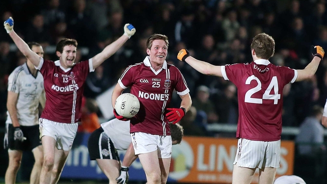 Slaughtneil players celebrate the final whistle of the Ulster Club SFC final