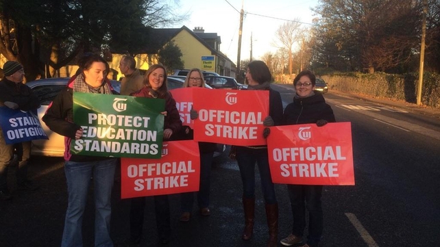 Teachers protest outside St Colman's Community College in Midleton