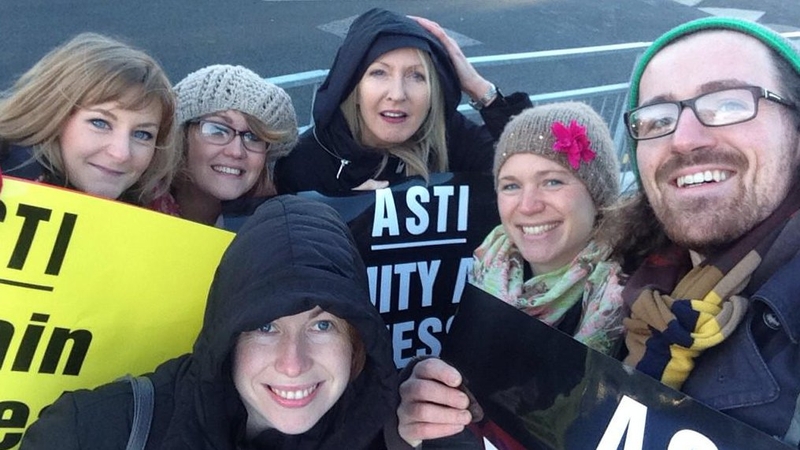 Teachers at a protest in Dalkey, Co Dublin