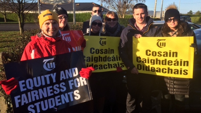 A group of teachers protest in Mooncoin