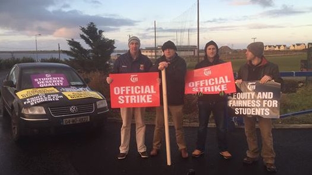 Four of the teachers on the picket in Belmullet, Co Mayo