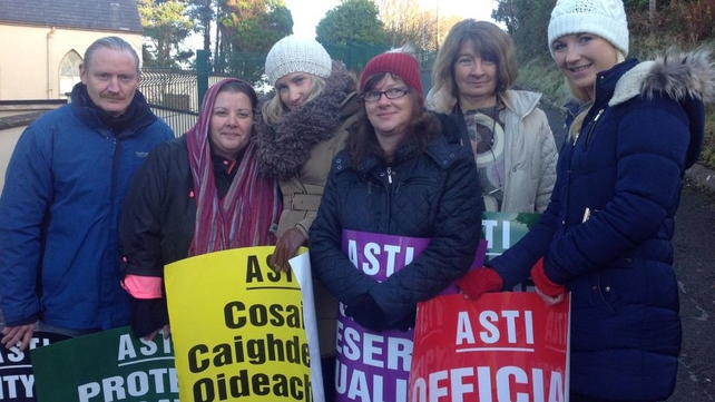 Teachers outside CBS Ennistymon this morning