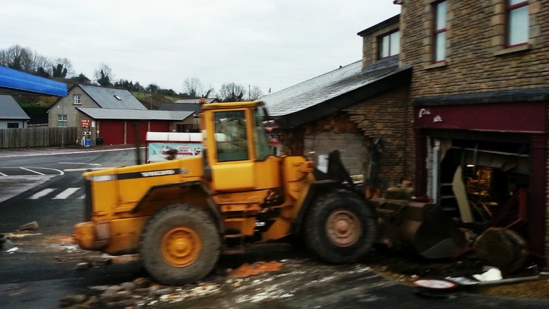A digger was used to ram the premises on Moore Street