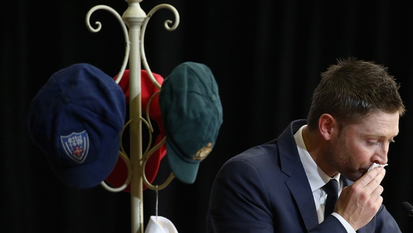 Australian cricket captain Michael Clarke pays tribute to Phillip Hughes during the funeral at Macksville High School