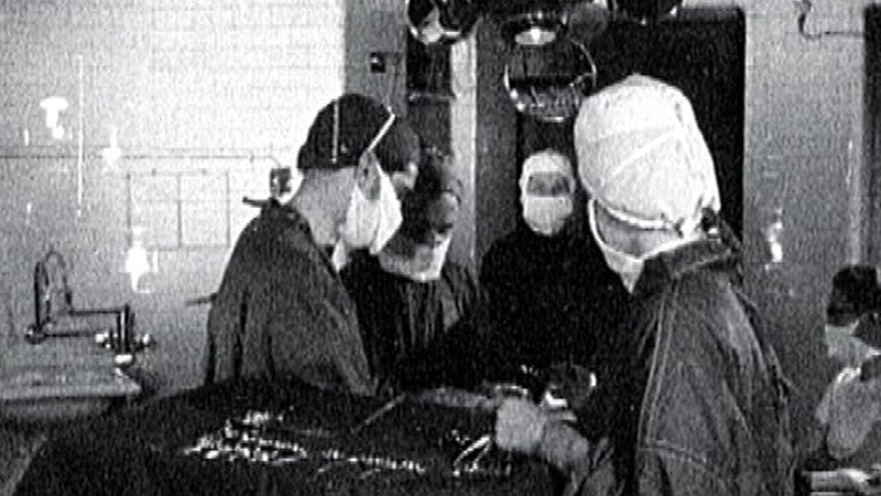 The surgical procedure to break the pelvis during childbirth was performed between 1944 and 1984