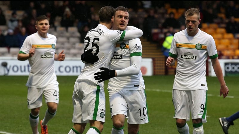 Anthony Stokes celebrates scoring against Motherwell