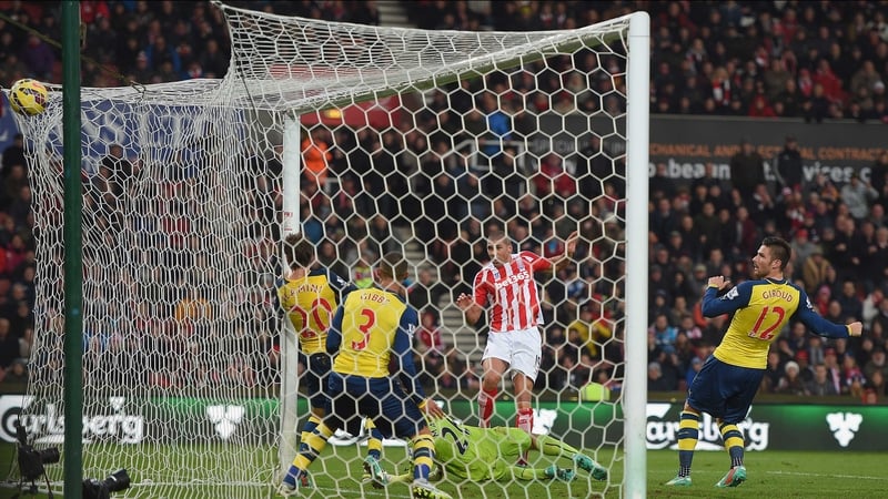 Stoke and Republic of Ireland striker Jon Walters scores his side's third goal