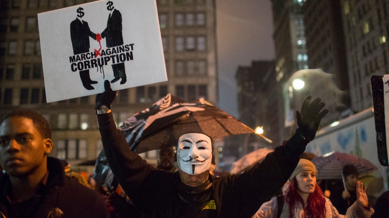 Protestors demonstrate at Union Square in New York against the grand jury decision
