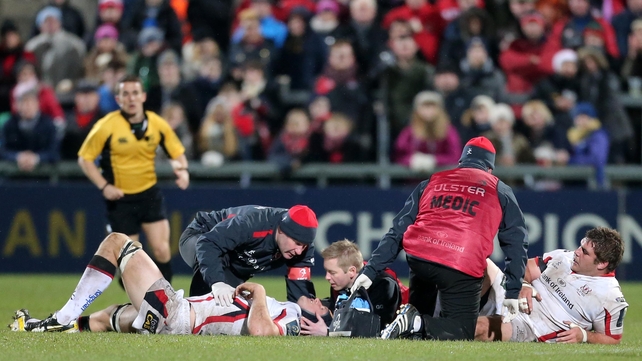Ulster's Wiehahn Herbst and Franco van der Merwe both go off with injuries in their Champions Cup clash against Scarlets