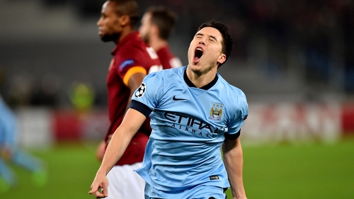 Samir Nasri scored his first goal of the season in Manchester City's all-important victory at the Stadio Olimpico