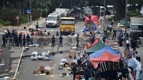 Police moved in to clear the protest camp