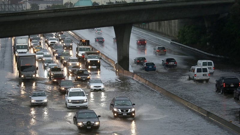 Commuters faced difficult conditions in the heavy rain