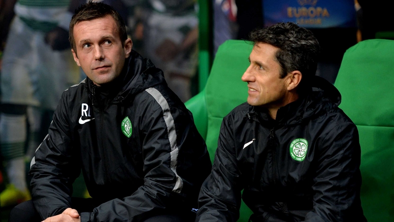 Celtic boss Ronny Deila (l) and assistant John Collins are prepared for a tough European test