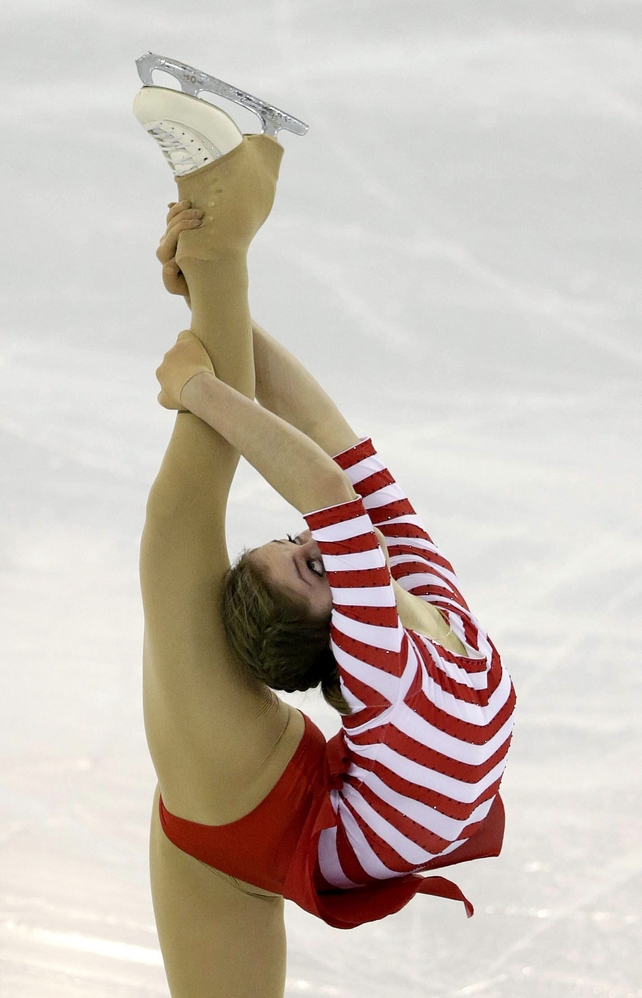 Russian skater Julia Lipnitskaia in action during the Figure Skating ISU Grand Prix final held at Conventions International Centre in Barcelona, Spain