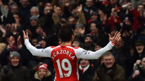Arsenal's midfielder Santi Cazorla celebrates