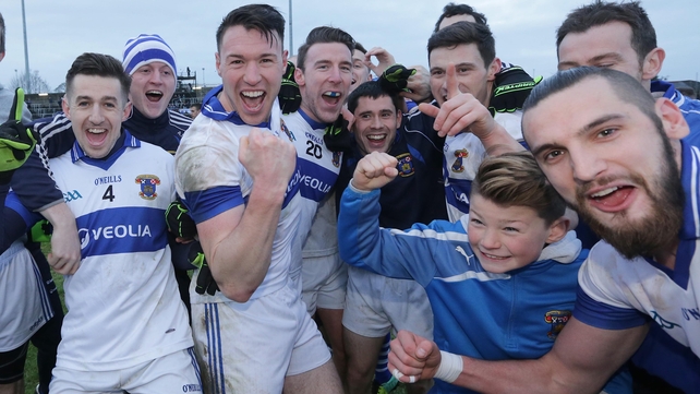 We are the champions: St Vincent's players and fans celebrate victory over Rhode and retaining their Leinster SFC title