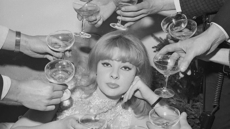 Mandy Rice-Davies, Welsh showgirl and witness in the Profumo affair, at the press launch of her book 'The Mandy Report' in 1963