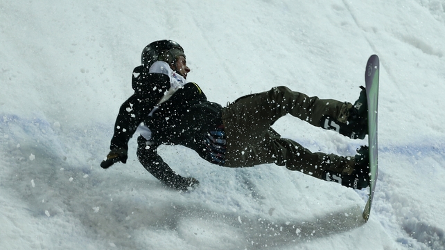 Ryan Stassel of the US in action during the Men's Snowboard World Cup Big Air Istanbul tournament