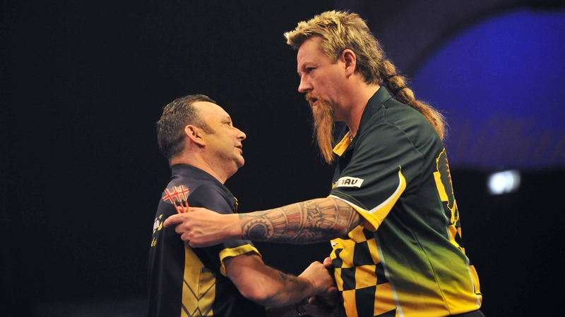 Darren Webster in action in the first round against Simon Whitlock