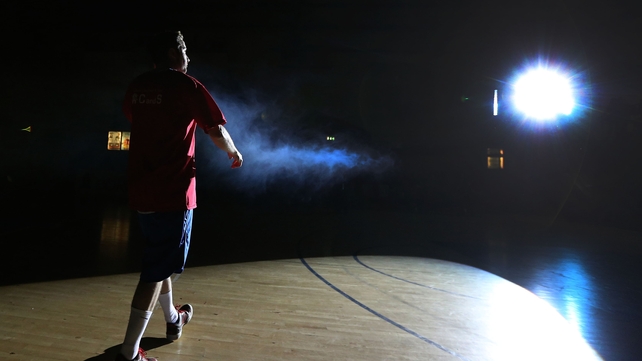 Captain Shane Coughlan and the UCC Demons' players are introduced ahead of thier National Cup Semi-Final against Killester