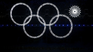 Olympic rings - with one failing to form - during the Opening Ceremony of the Sochi 2014 Winter Olympics