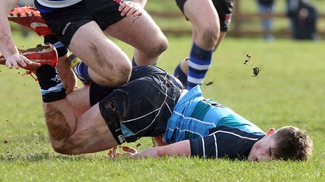 Castletroy's Rory Cunningham lands awkwardly in the Munster Schools Senior Cup Semi-Final