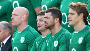 Brian O'Driscoll during the team photograph at Ireland's captain's run on 7 March