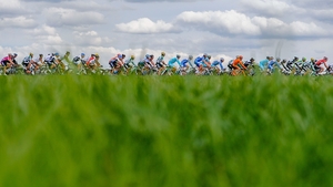 The peloton during Stage Five of the Volta a Catalunya from Llanars to Valls