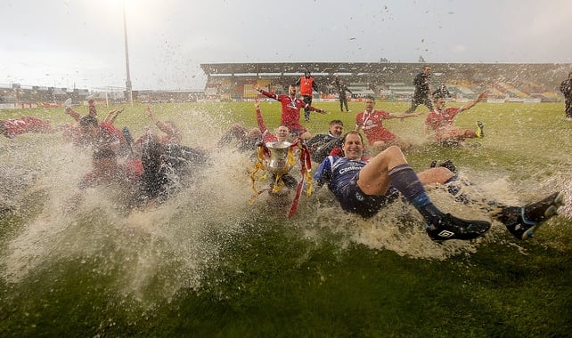 Sligo Rovers celebrate winning the Setanta Cup