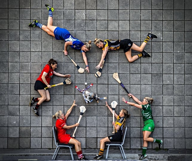 The captains of the six teams that contested the All-Ireland Camogie Finals