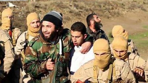 An image released by the IS group's branch in Raqqa purportedly shows the captured pilot