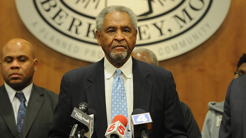 Mayor Theodore Hoskins addresses the media at the City of Berkeley City Hall in Berkeley, Missouri