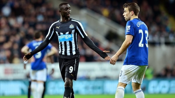 Newcastle United's Papiss Demba Cisse elbowed Everton's Seamus Coleman