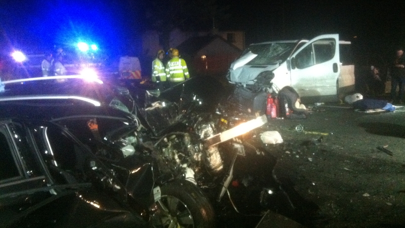 A Peugeot car and a Renault Trafic minibus were involved in the collision