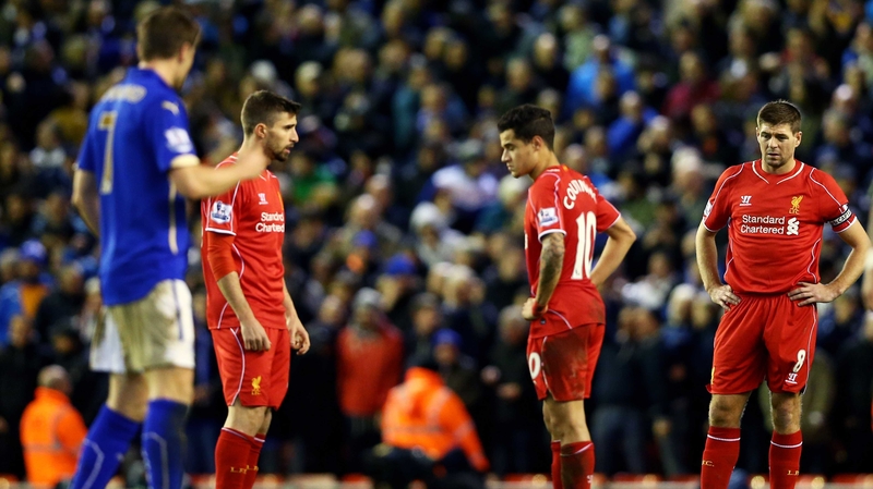 Dejection sets into the Liverpool ranks after their two-goal lead disappears