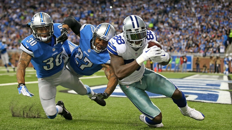 Dez Bryant of the Dallas Cowboys scores against Detroit in Octoberr