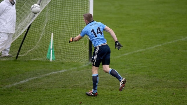 Dublin's Eoghan O'Gara scores the first goal of the game