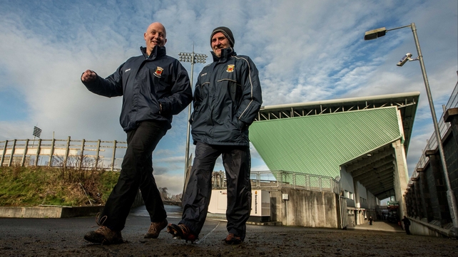 Joint managers Pat Holmes and selector Michael Collins arrive for Mayo's clash with NUIG