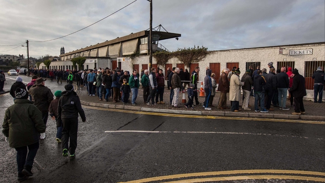 Fans queue outside Cusack Park for tickets for Westmeath vs Meath