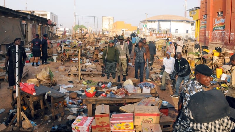 The scene of a bomb blast, thought to have been carried out by Boko Haram, in Jos, Nigeria last month